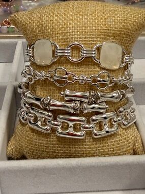 BOMB PARTY NWOT!! Sterling Silver Multi-Row Women's Bracelet Set - Silver